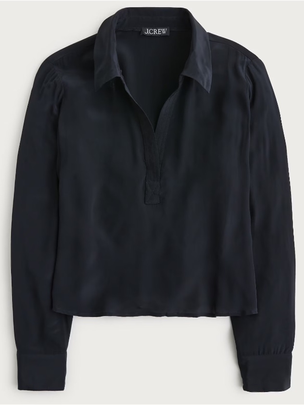 J.Crew Bungalow Popover Shirt in Black Crepe de Chine